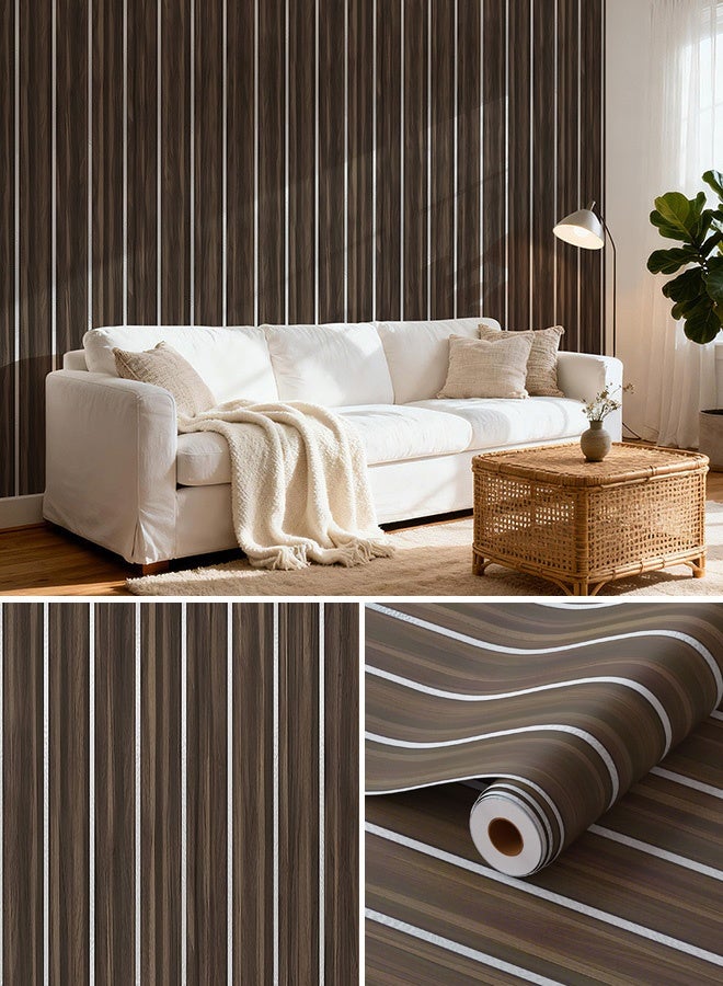 نوايوو ورق جدران بنمط شرائح الخشب، مقاس 15.7 بوصة × 393 بوصة، ورق جدران ذاتي اللصق بنمط الخشب، ورق جدران من الفينيل PVC مقاوم للماء، ورق لاصق بنمط شرائح الخشب الصناعي (CSGS007) - Image 1